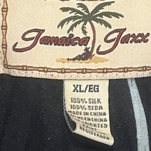 Jamaica Jaxx Silk Hawaiian Shirt Mens XL Black Button Up Short Sleeve EUC - Picture 3 of 10